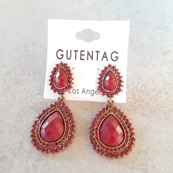 GUTENTAG Jewelry - Double Drop Red Earrings